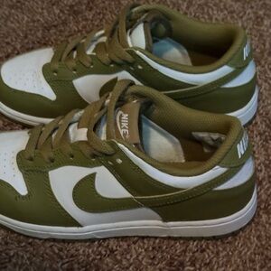 Nike Olive and White Low-Top Sneakers